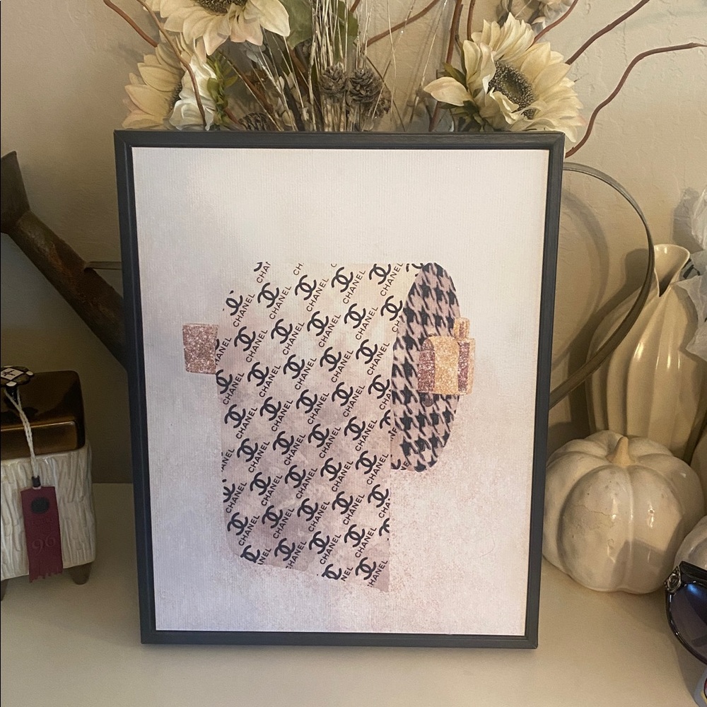 CHANEL Patterned Art Print with Black and Gold Accents